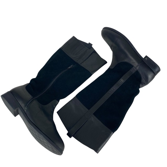 Vionic Downing Black Leather Suede Boots Size 11 Tall Knee High Riding Heeled - Picture 2 of 6